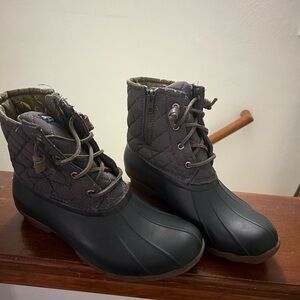 Sperry Quilted Duck Boots- Navy/Gray Quilted